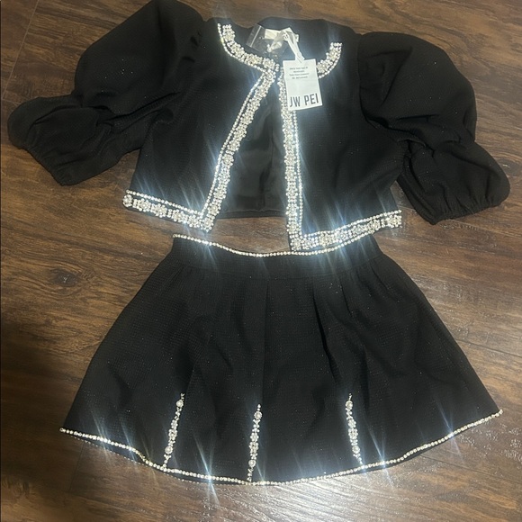 JW PEI Dresses & Skirts - JW PEI Black Mini Skirt with Pearl Accents